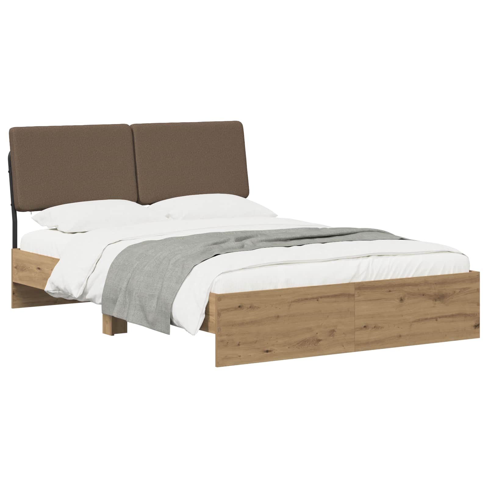 vidaXL Tweepersoonsbed met hoofdbord Artisan eiken en taupe, foto 2