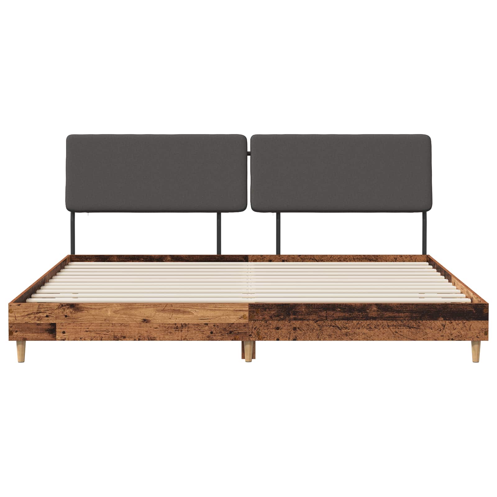 vidaXL Tweepersoonsbed met hoofdbord Oud hout en donkergrijs, foto 3