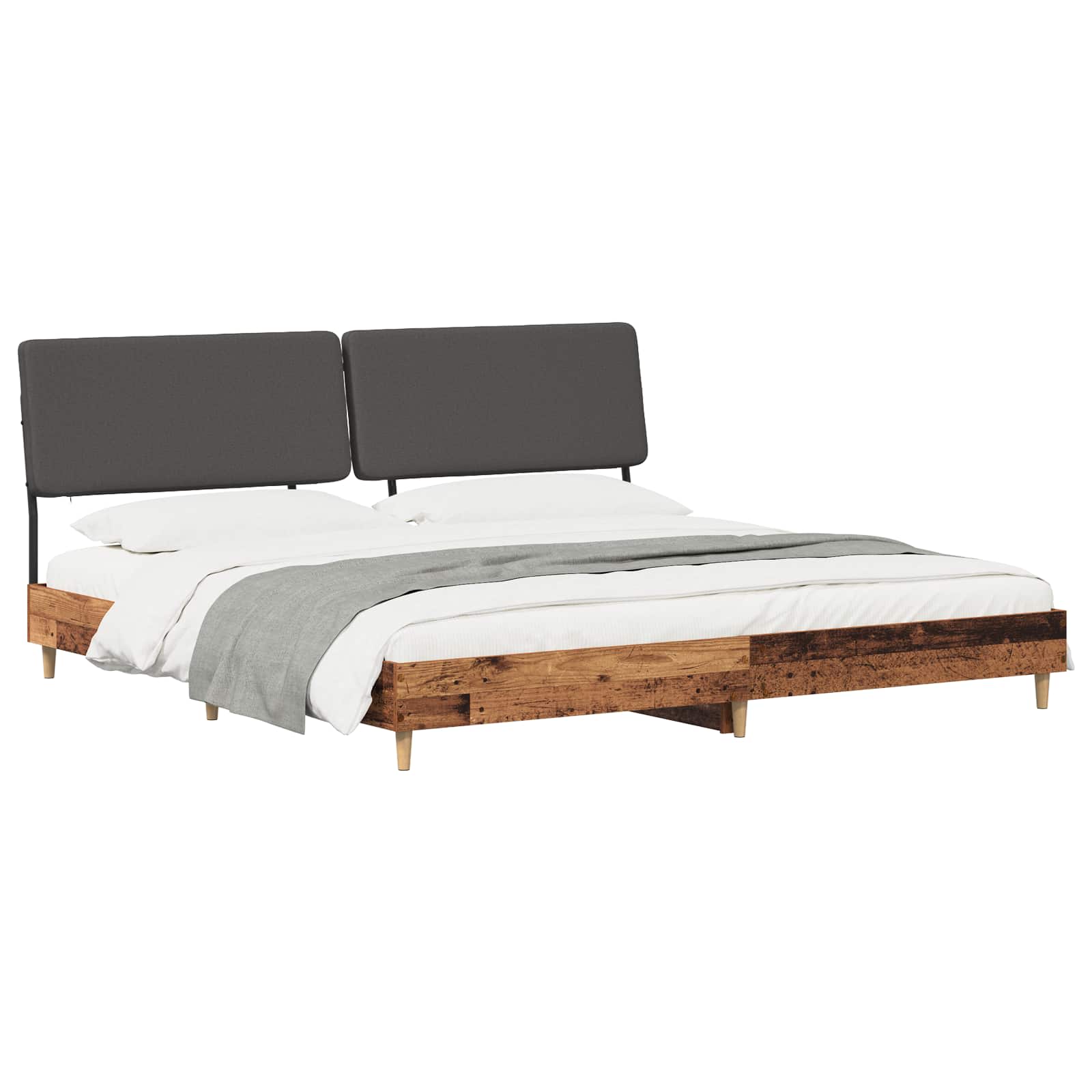 vidaXL Tweepersoonsbed met hoofdbord Oud hout en donkergrijs, foto 2