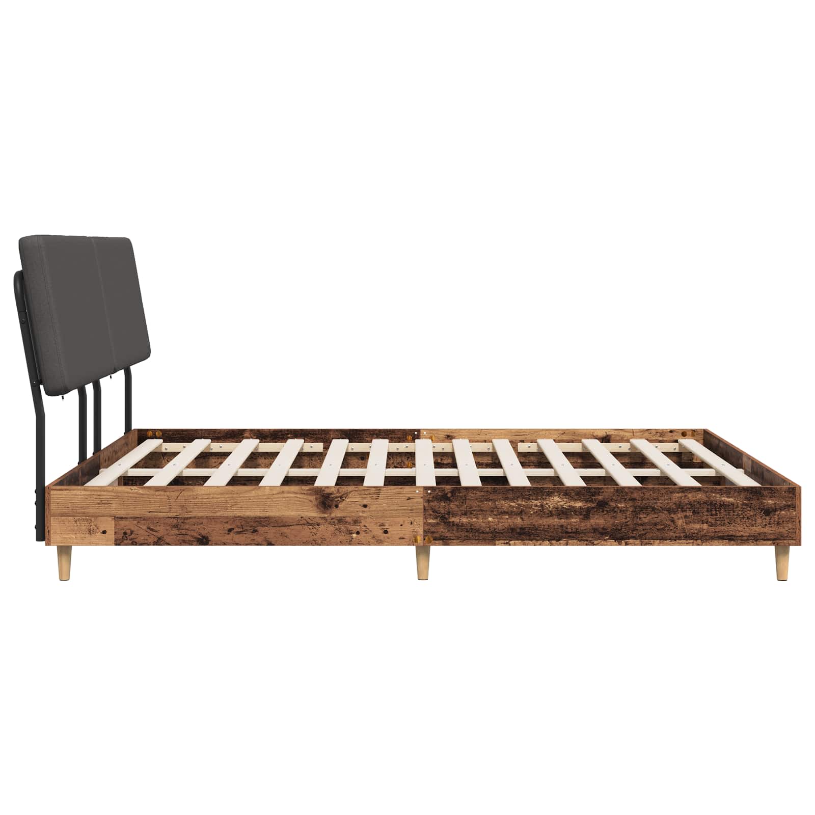 vidaXL Tweepersoonsbed met hoofdbord Oud hout en donkergrijs, foto 4