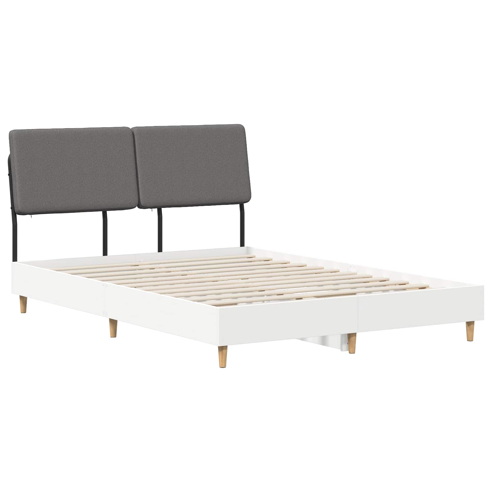 vidaXL Pat dublu cu tăblie Alb și gri deschis 150 x 200 cm