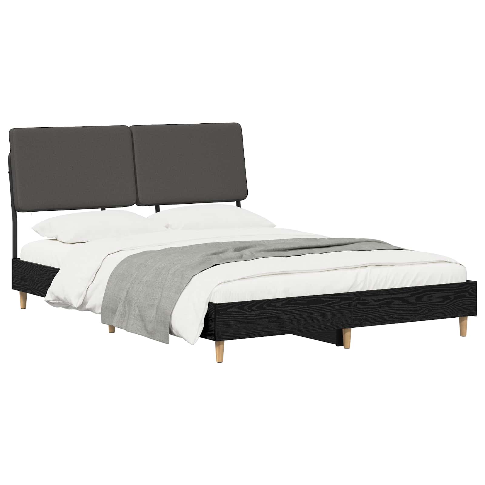 vidaXL Tweepersoonsbed met hoofdbord Zwart eiken en donkergrijs, foto 2