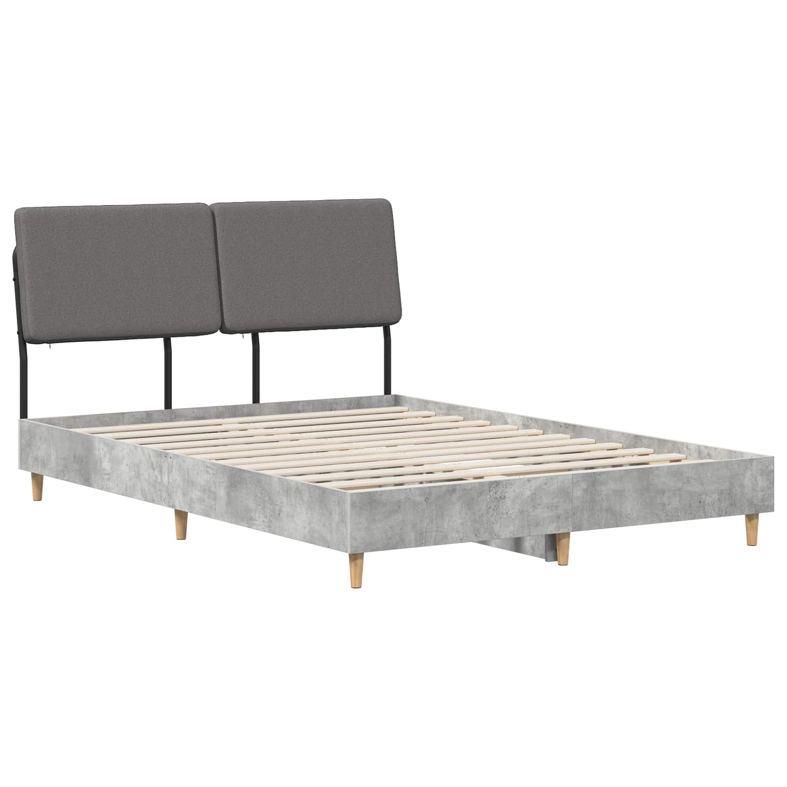 vidaXL Pat dublu cu tăblie Gri beton și gri deschis 150 x 200 cm