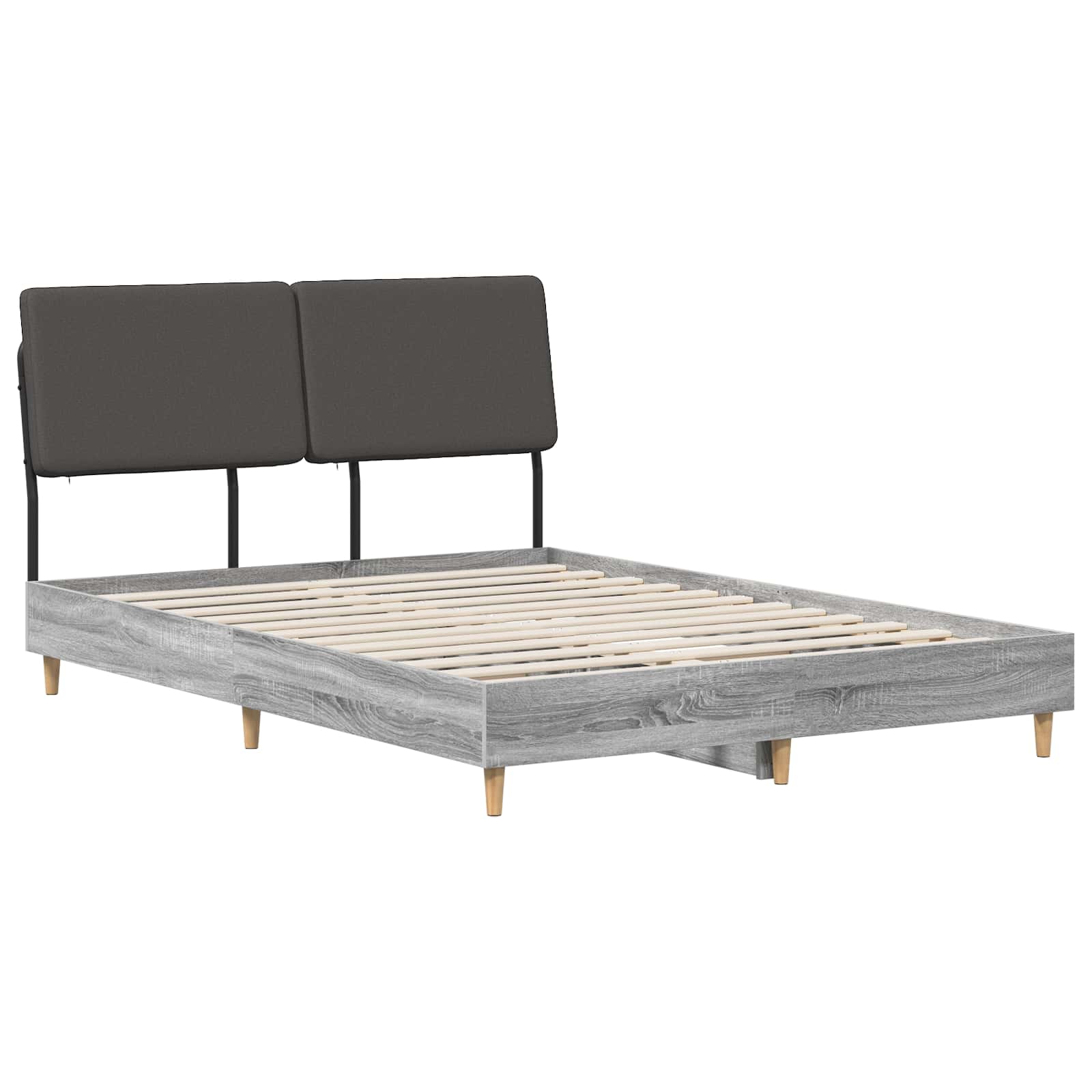 vidaXL Pat dublu cu tăblie Gri Sonoma și gri închis 150 x 200 cm