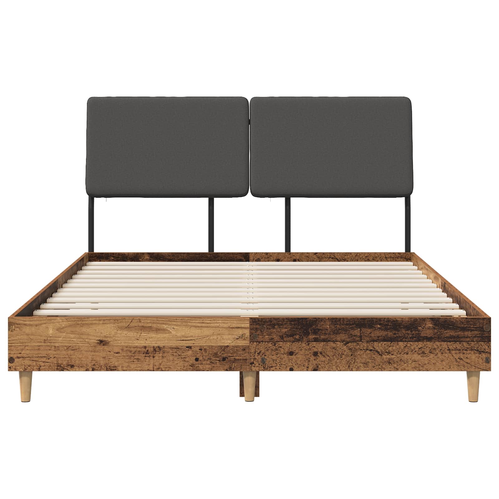 vidaXL Tweepersoonsbed met hoofdbord Oud hout en donkergrijs, foto 3