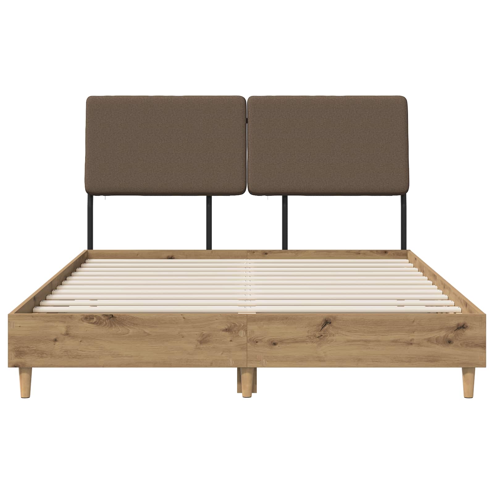 vidaXL Tweepersoonsbed met hoofdbord Artisan eiken en taupe, foto 3