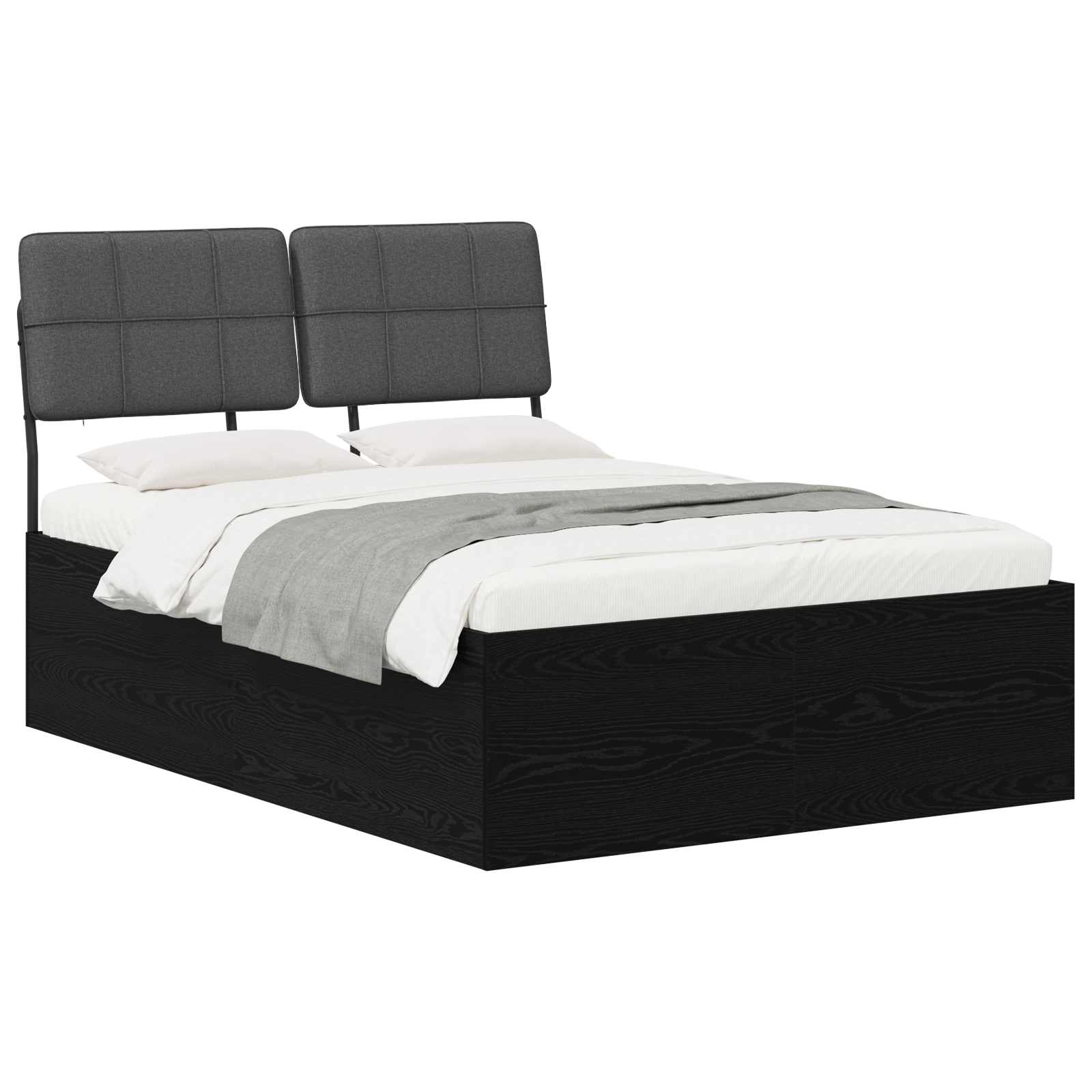 vidaXL Tweepersoonsbed met hoofdbord Zwart eiken en donkergrijs, foto 2