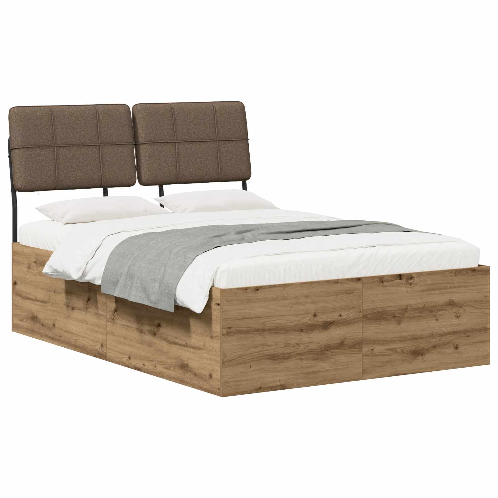 vidaXL Tweepersoonsbed met hoofdbord Artisan eiken en taupe, foto 2