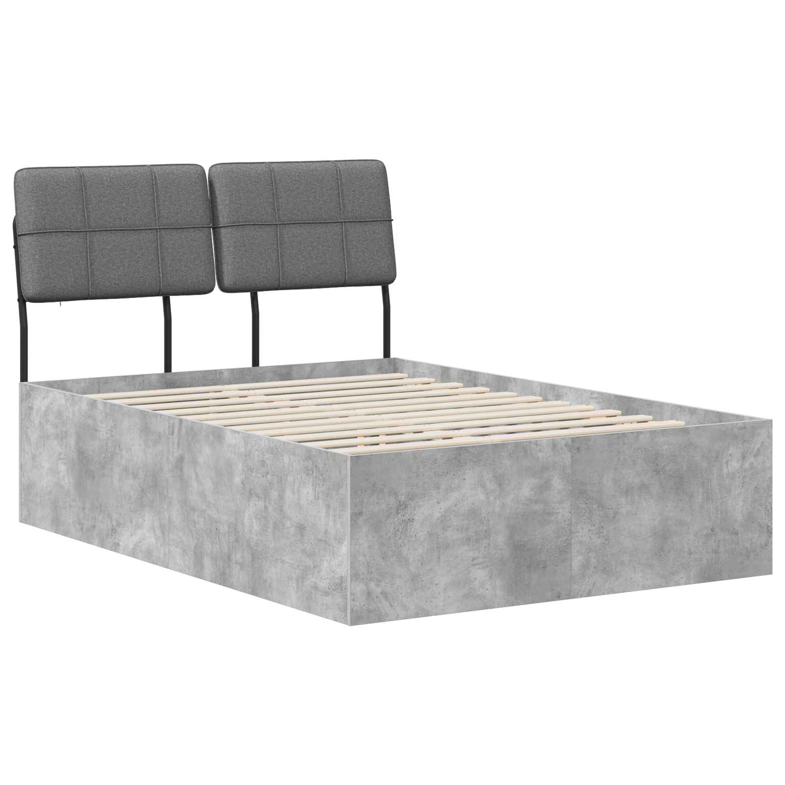 vidaXL Pat dublu cu tăblie Gri beton și gri deschis 140 x 190 cm