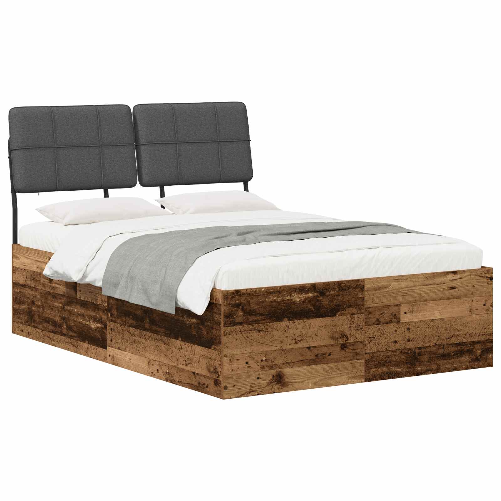 vidaXL Tweepersoonsbed met hoofdbord Oud hout en donkergrijs, foto 2