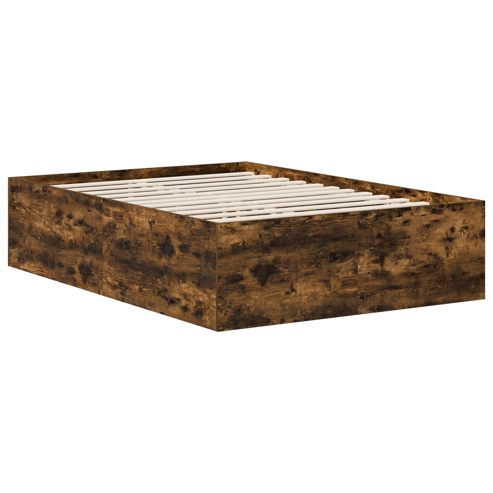 vidaXL Tweepersoonsbed met hoofdbord Gerookt eiken en donkergrijs, foto 4
