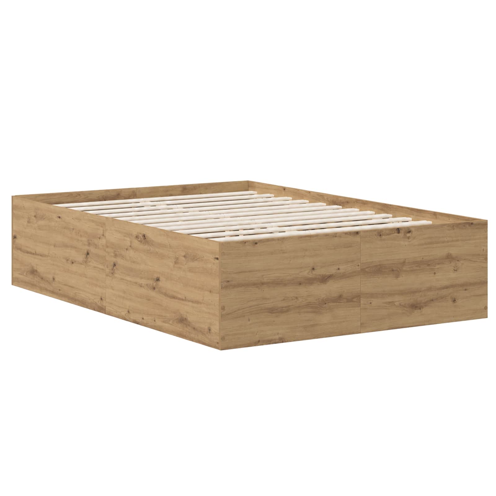 vidaXL Tweepersoonsbed met hoofdbord Artisan eiken en taupe, foto 4