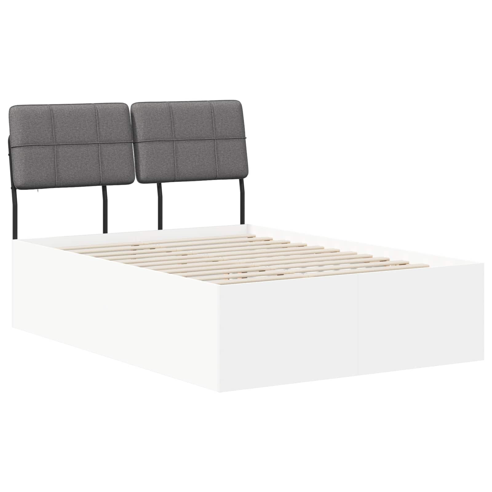 vidaXL Pat dublu cu tăblie Alb și gri deschis 120 x 200 cm