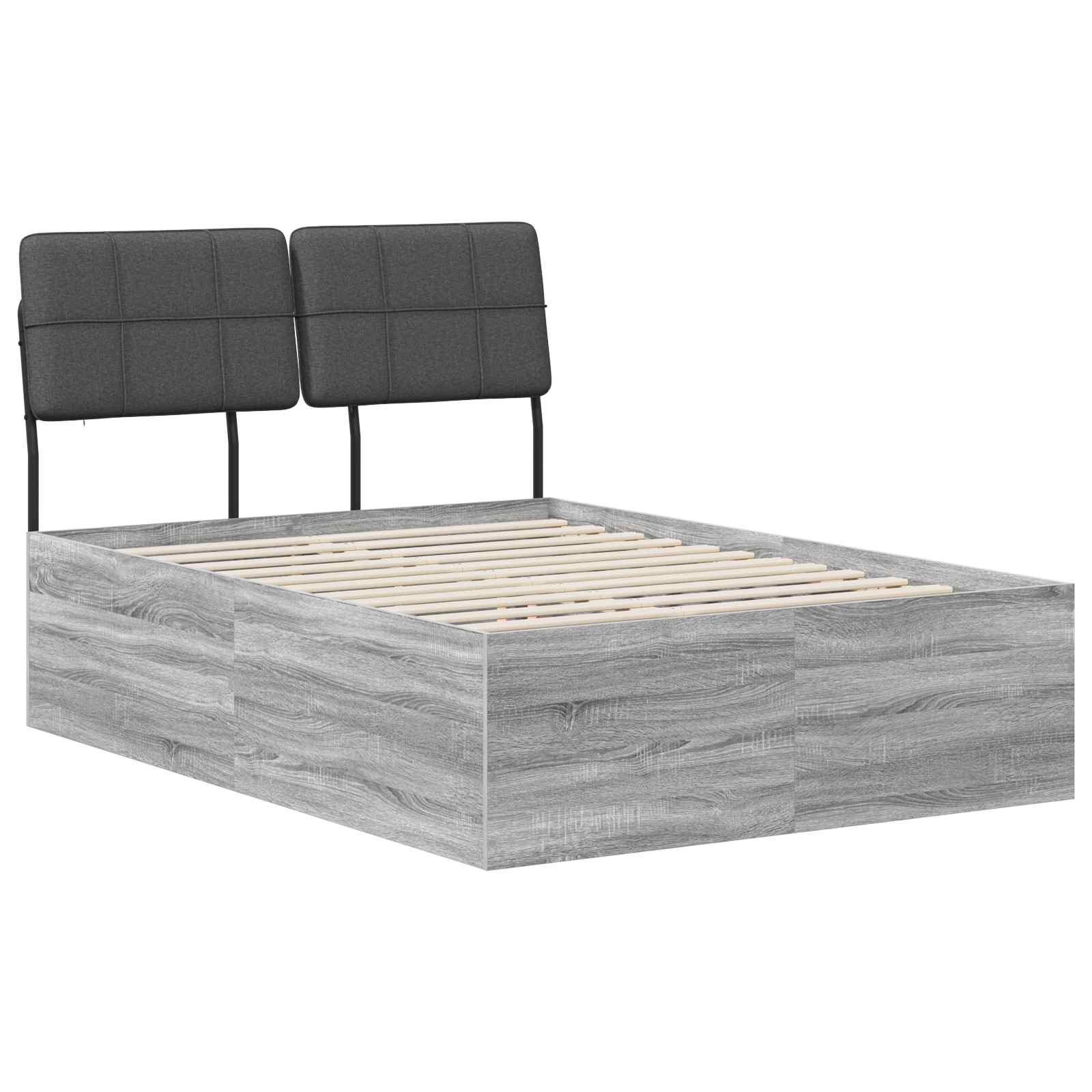 vidaXL Pat dublu cu tăblie Gri Sonoma și gri închis 120 x 200 cm