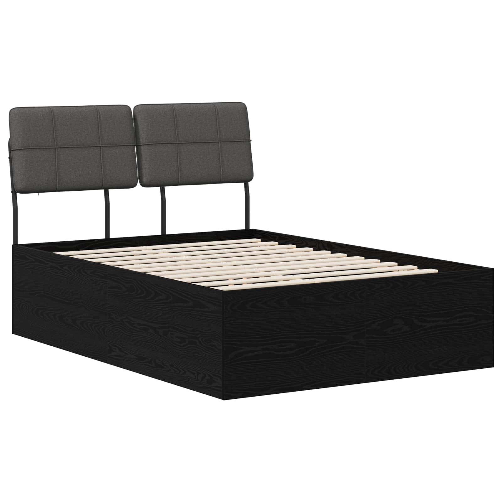 vidaXL Pat dublu cu tăblie Stejar negru și gri închis 120 x 190 cm