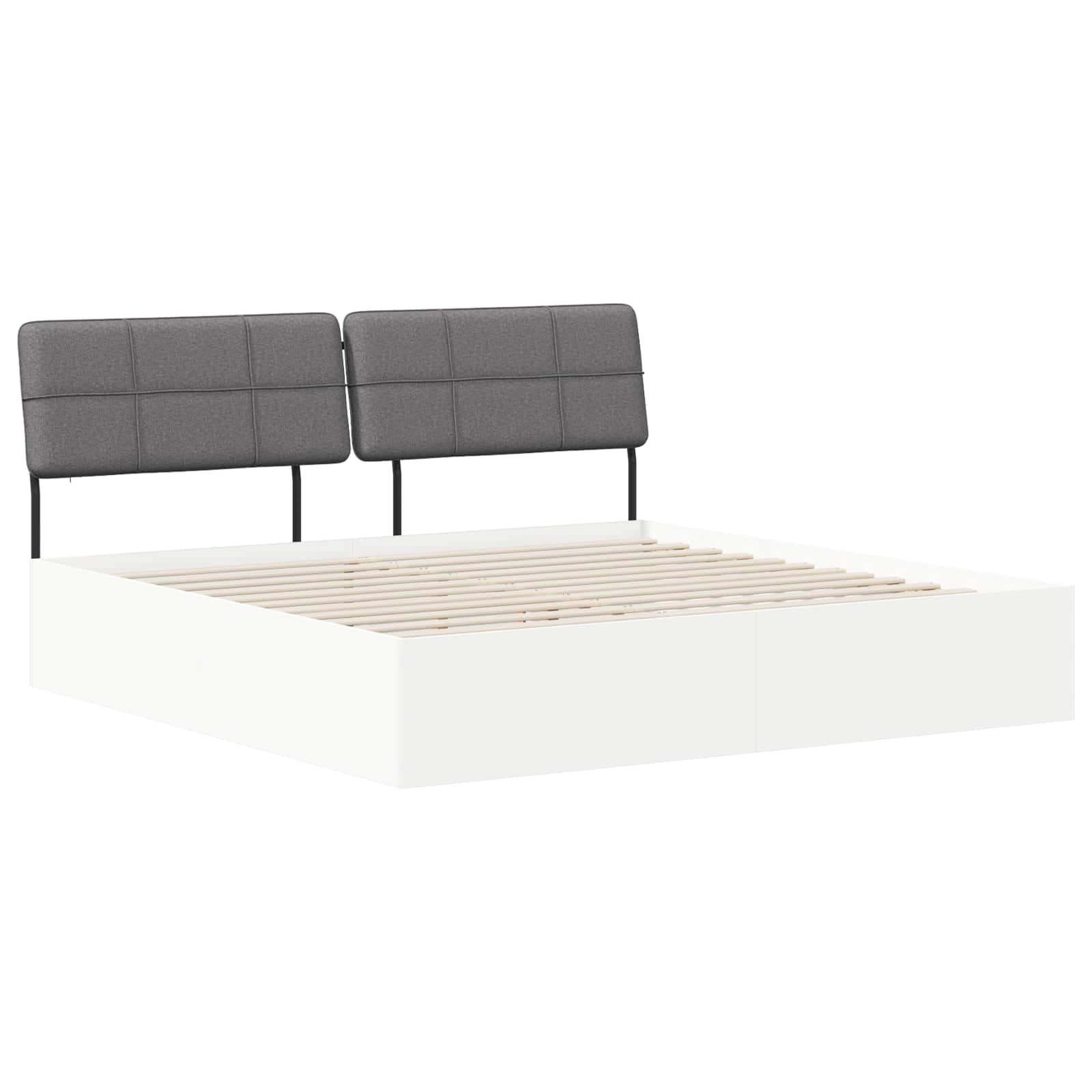 vidaXL Pat dublu cu tăblie Alb și gri deschis 200 x 200 cm