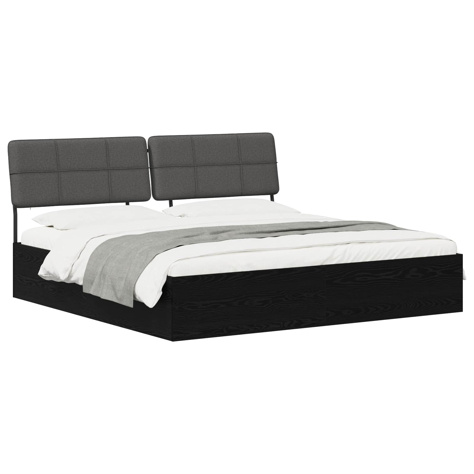 vidaXL Tweepersoonsbed met hoofdbord Zwart eiken en donkergrijs, foto 2
