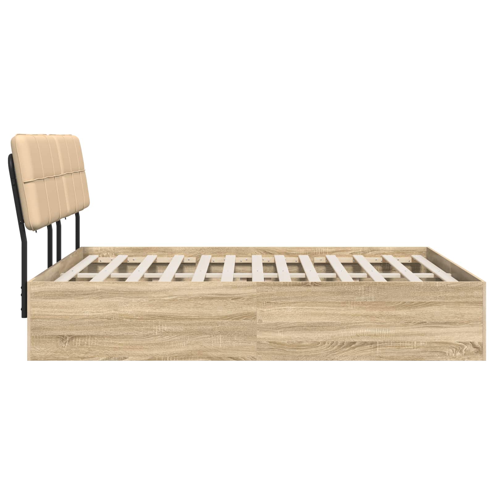 vidaXL Tweepersoonsbed met hoofdbord Sonoma eiken en crème, foto 4