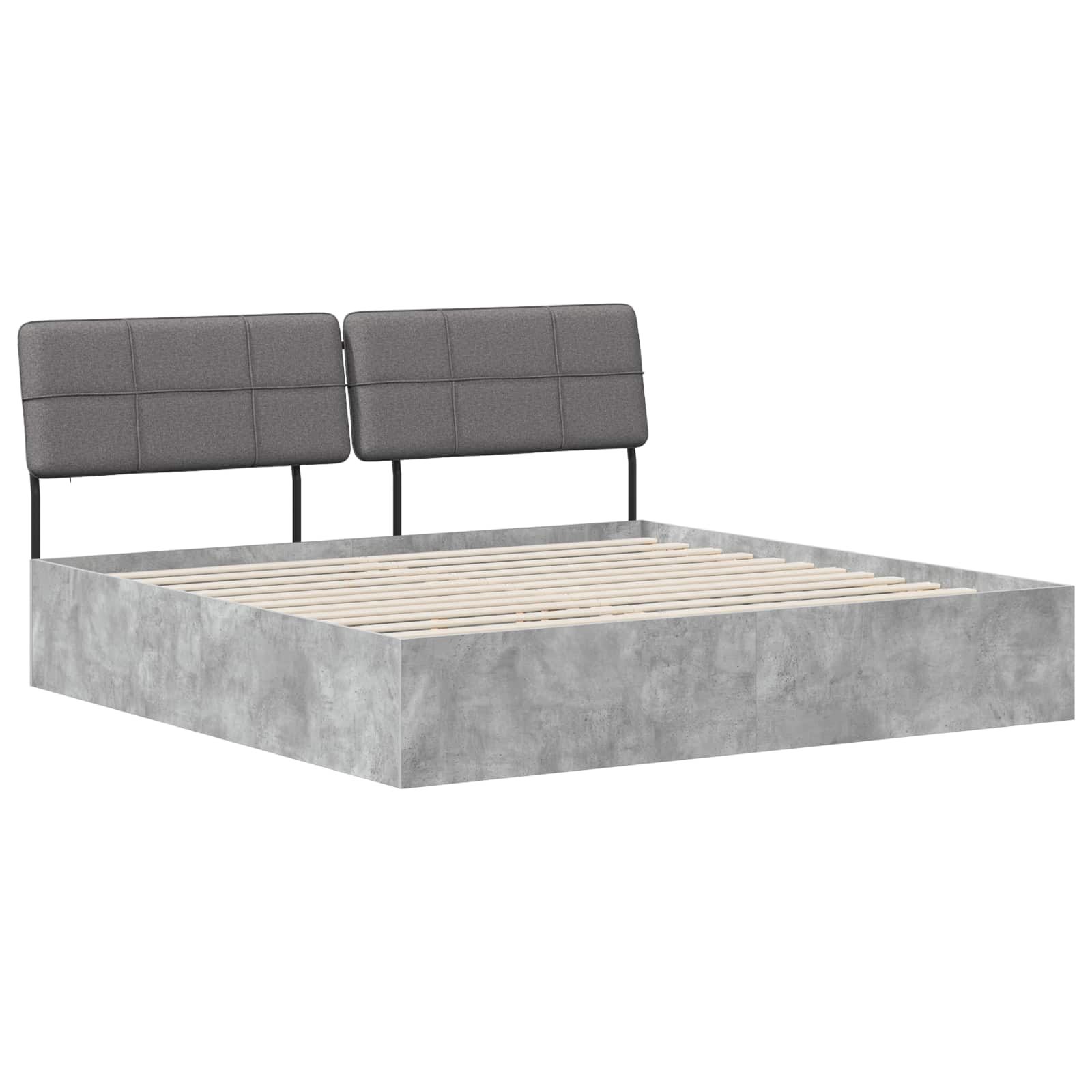 vidaXL Pat dublu cu tăblie Gri beton și gri deschis 200 x 200 cm