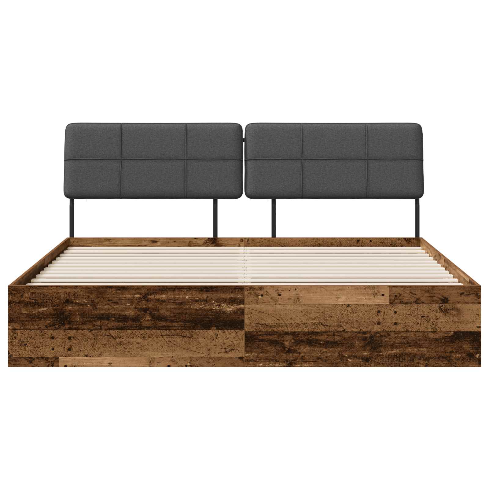 vidaXL Tweepersoonsbed met hoofdbord Oud hout en donkergrijs, foto 3