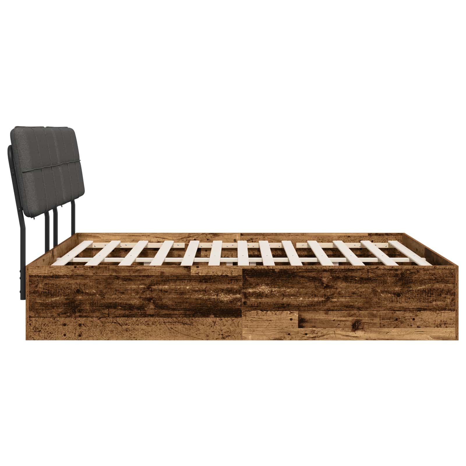 vidaXL Tweepersoonsbed met hoofdbord Oud hout en donkergrijs, foto 4