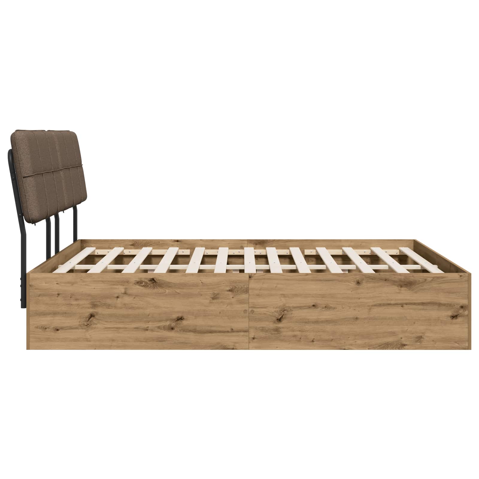 vidaXL Tweepersoonsbed met hoofdbord Artisan eiken en taupe, foto 4