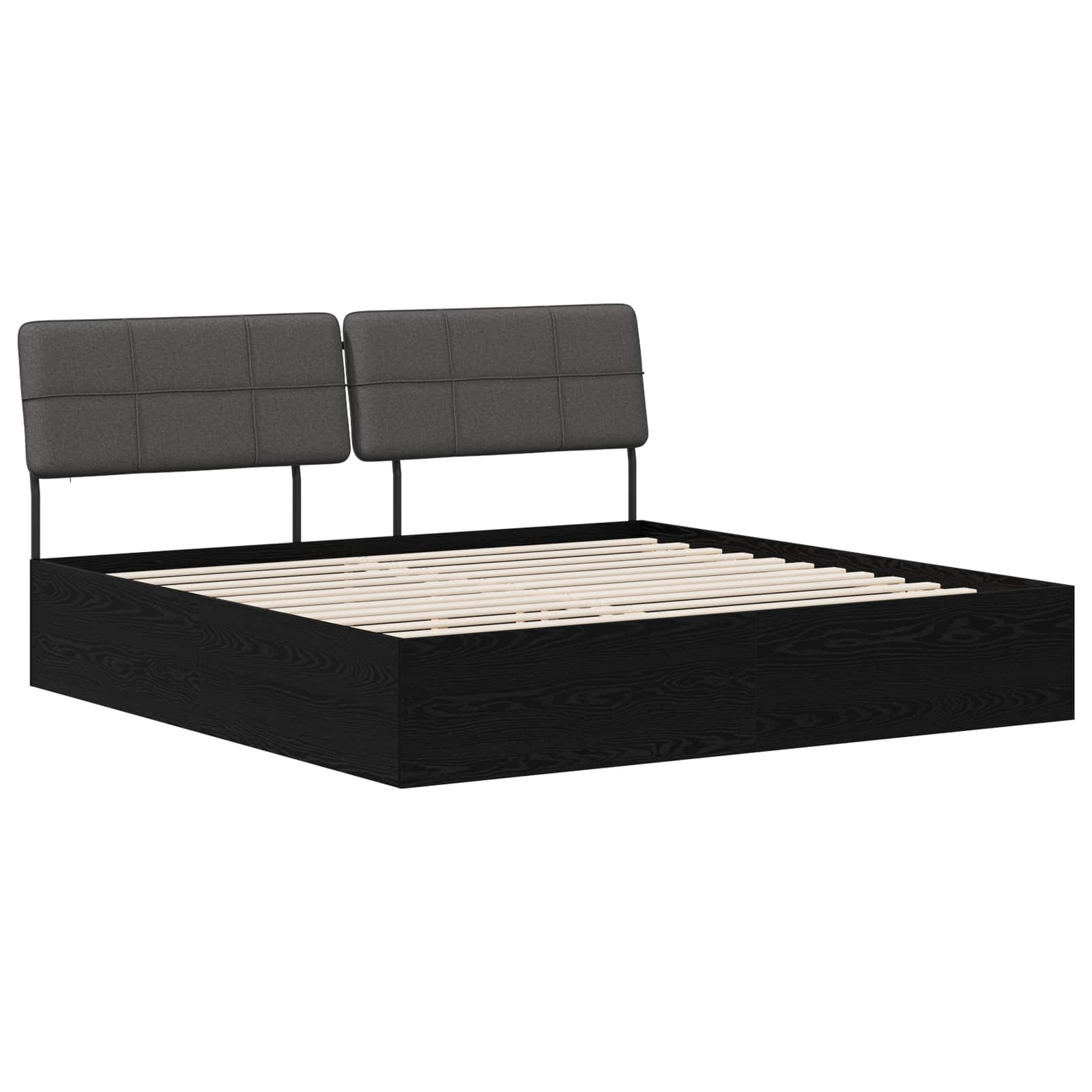 vidaXL Pat dublu cu tăblie Stejar negru și gri închis 180 x 200 cm