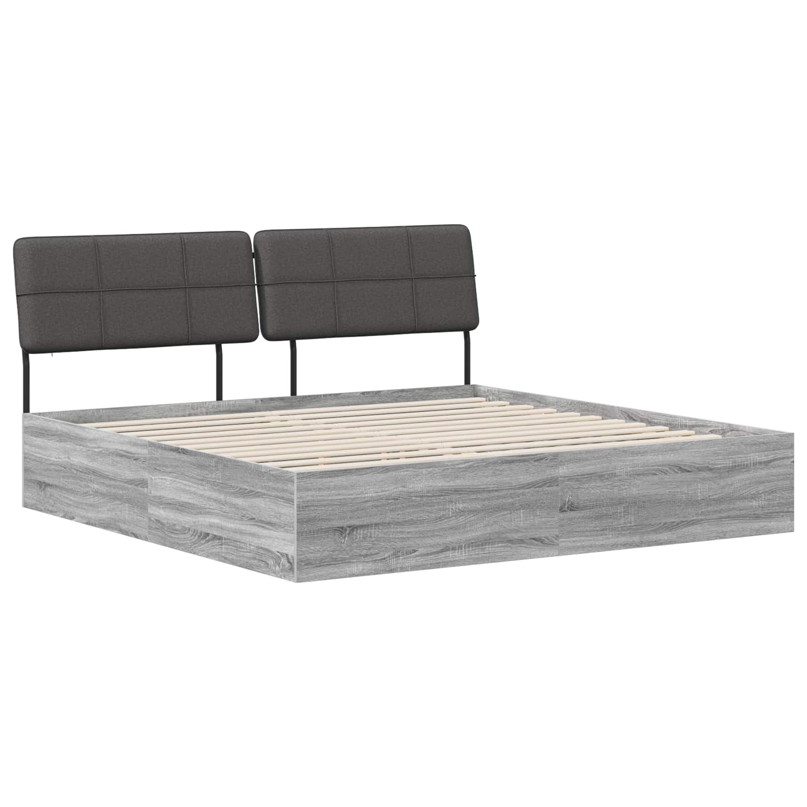 vidaXL Pat dublu cu tăblie Gri Sonoma și gri închis 180 x 200 cm