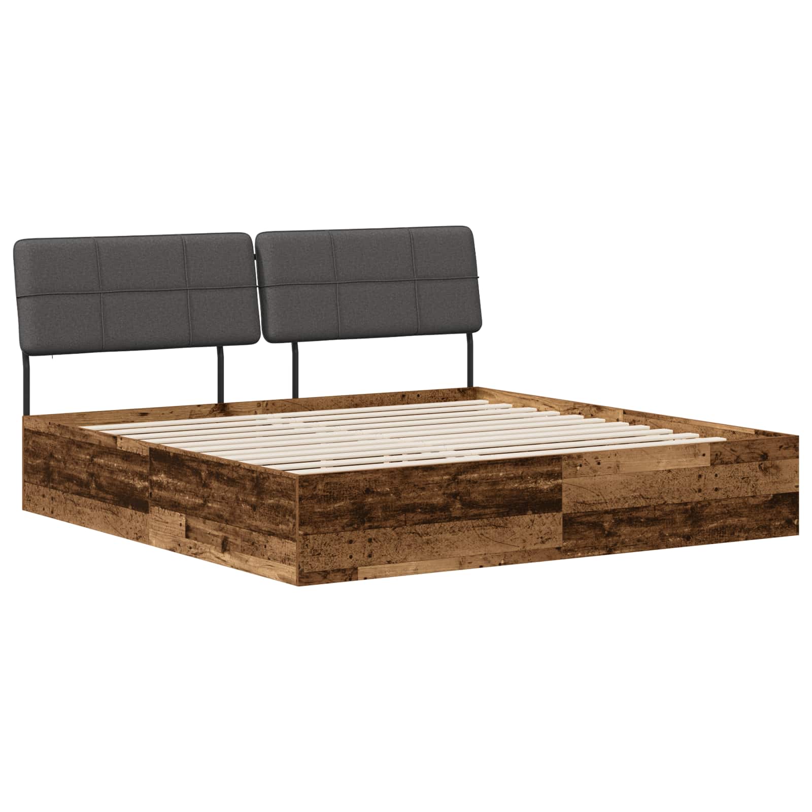 vidaXL Pat dublu cu tăblie Lemn vechi și gri închis 180 x 200 cm