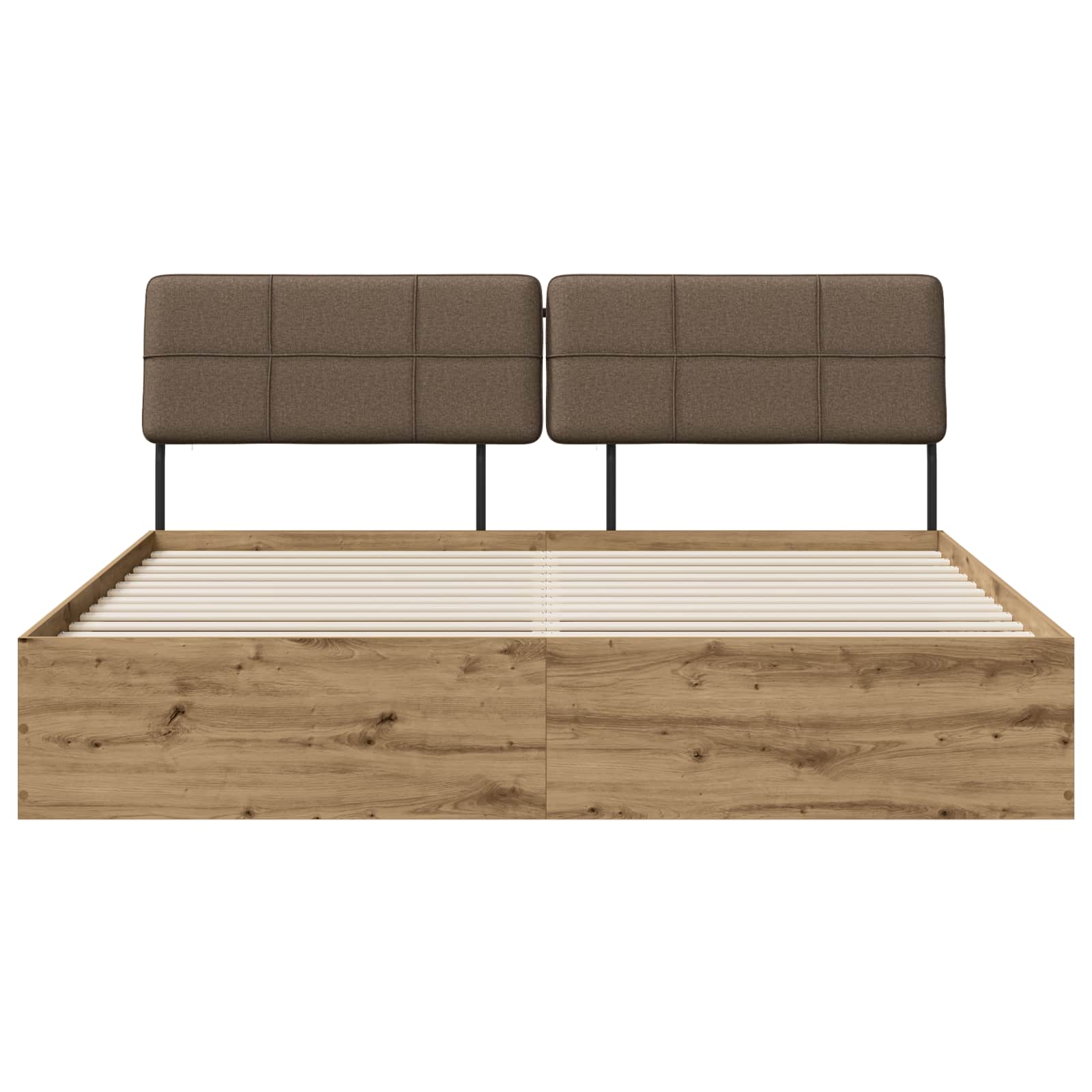 vidaXL Tweepersoonsbed met hoofdbord Artisan eiken en taupe, foto 3