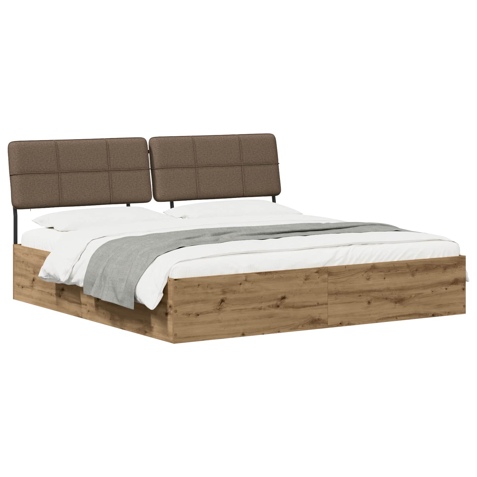 vidaXL Tweepersoonsbed met hoofdbord Artisan eiken en taupe, foto 2