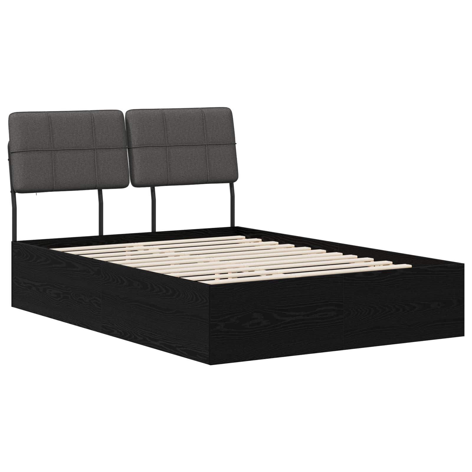 vidaXL Pat dublu cu tăblie Stejar negru și gri închis 150 x 200 cm