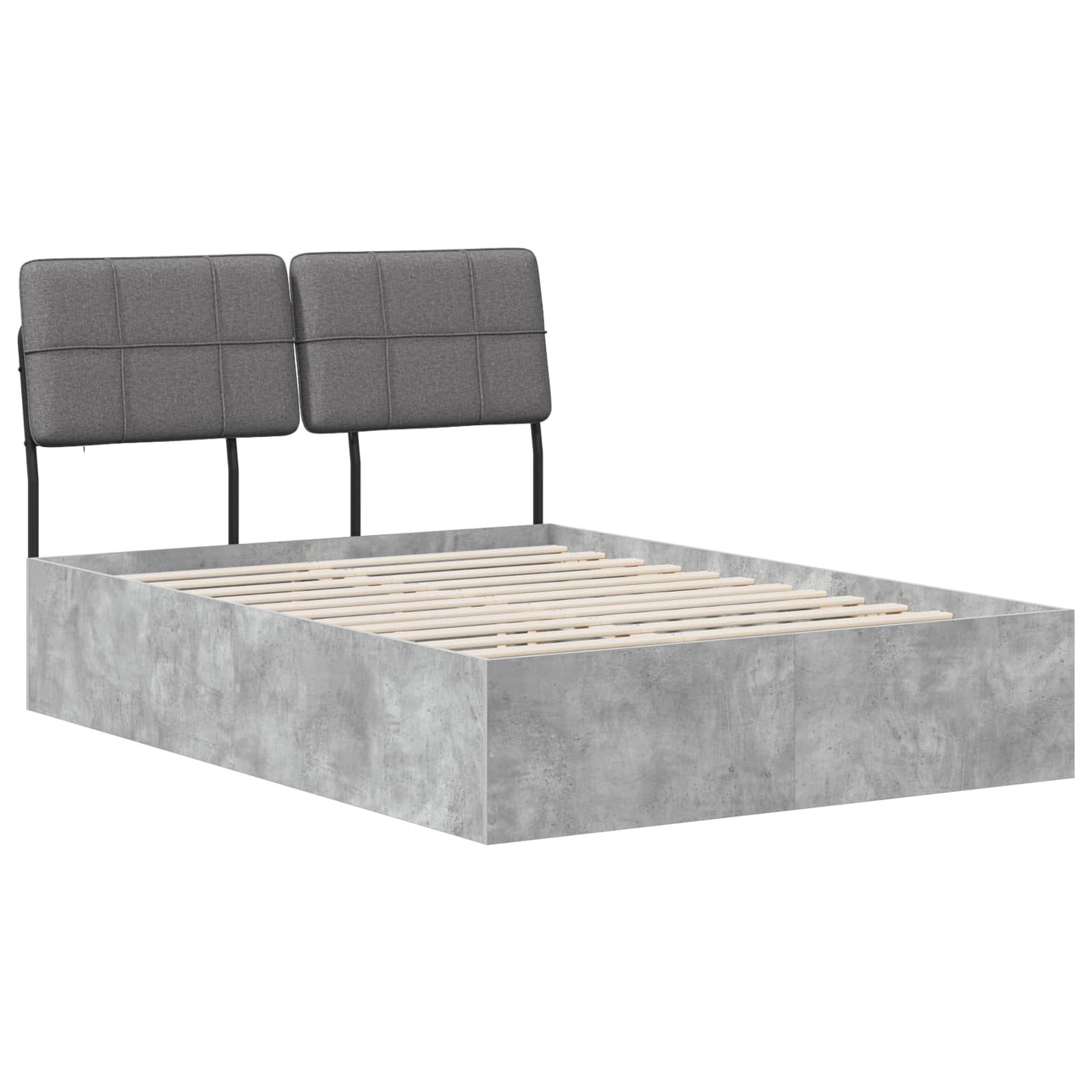 vidaXL Pat dublu cu tăblie Gri beton și gri deschis 150 x 200 cm