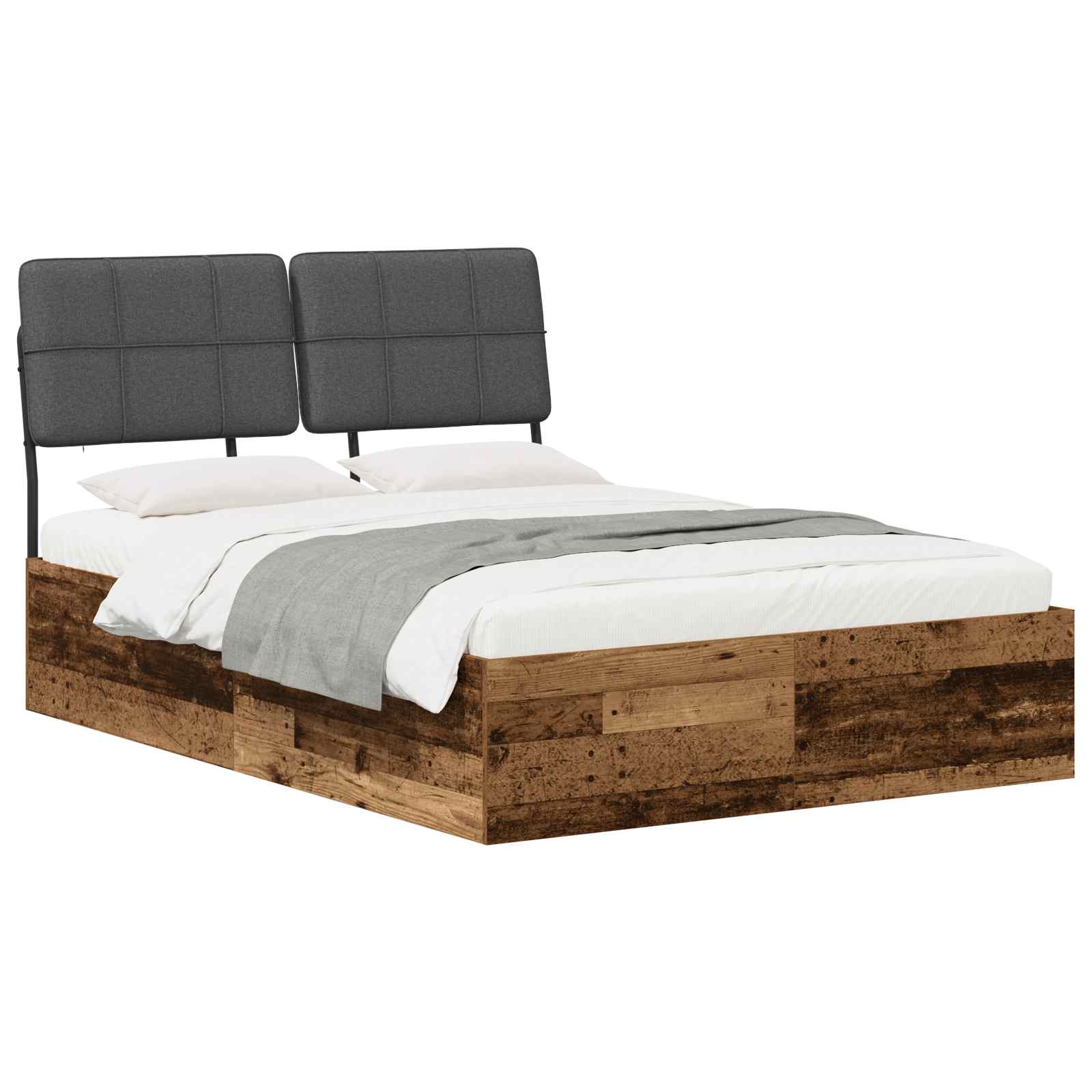 vidaXL Tweepersoonsbed met hoofdbord Oud hout en donkergrijs, foto 2