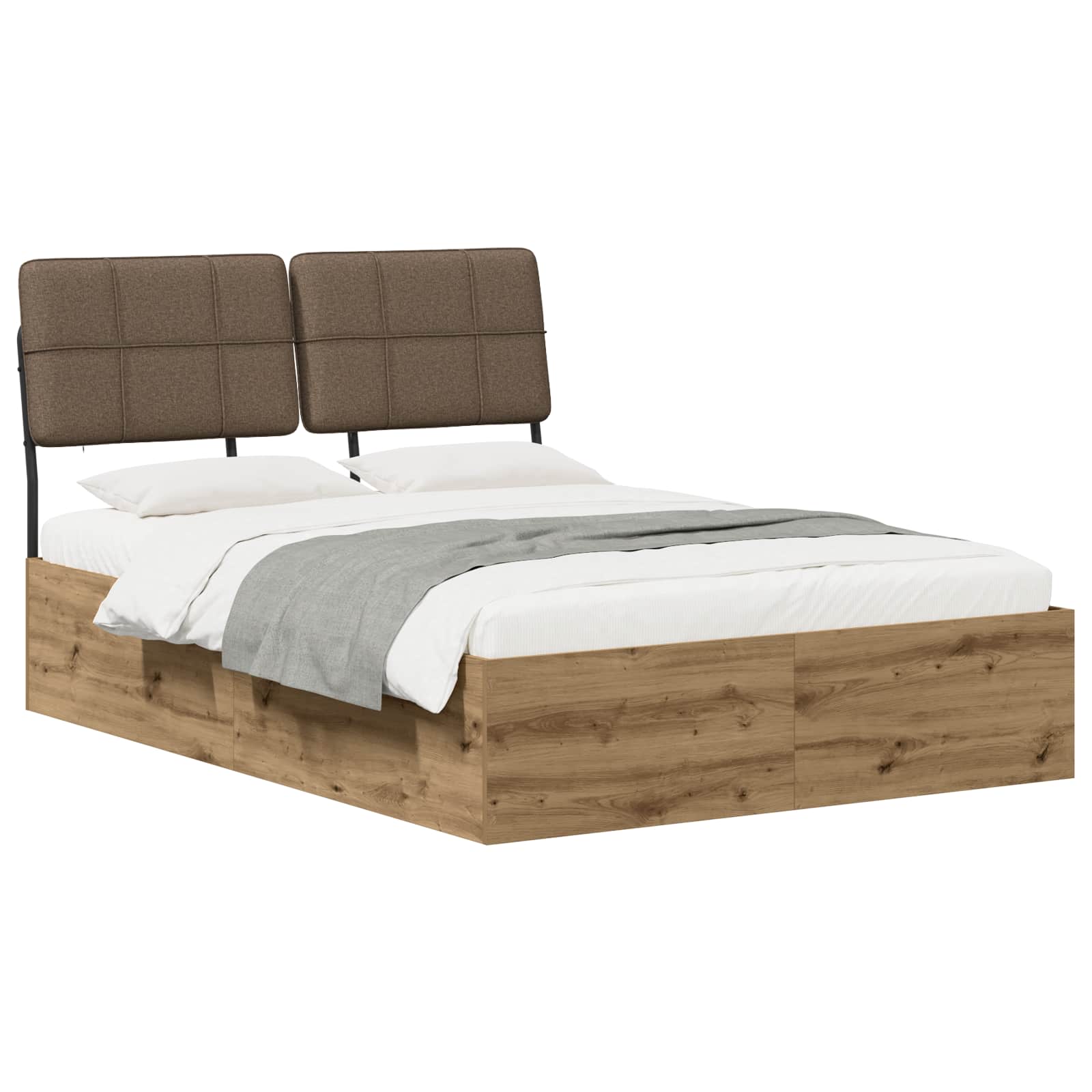 vidaXL Tweepersoonsbed met hoofdbord Artisan eiken en taupe, foto 2