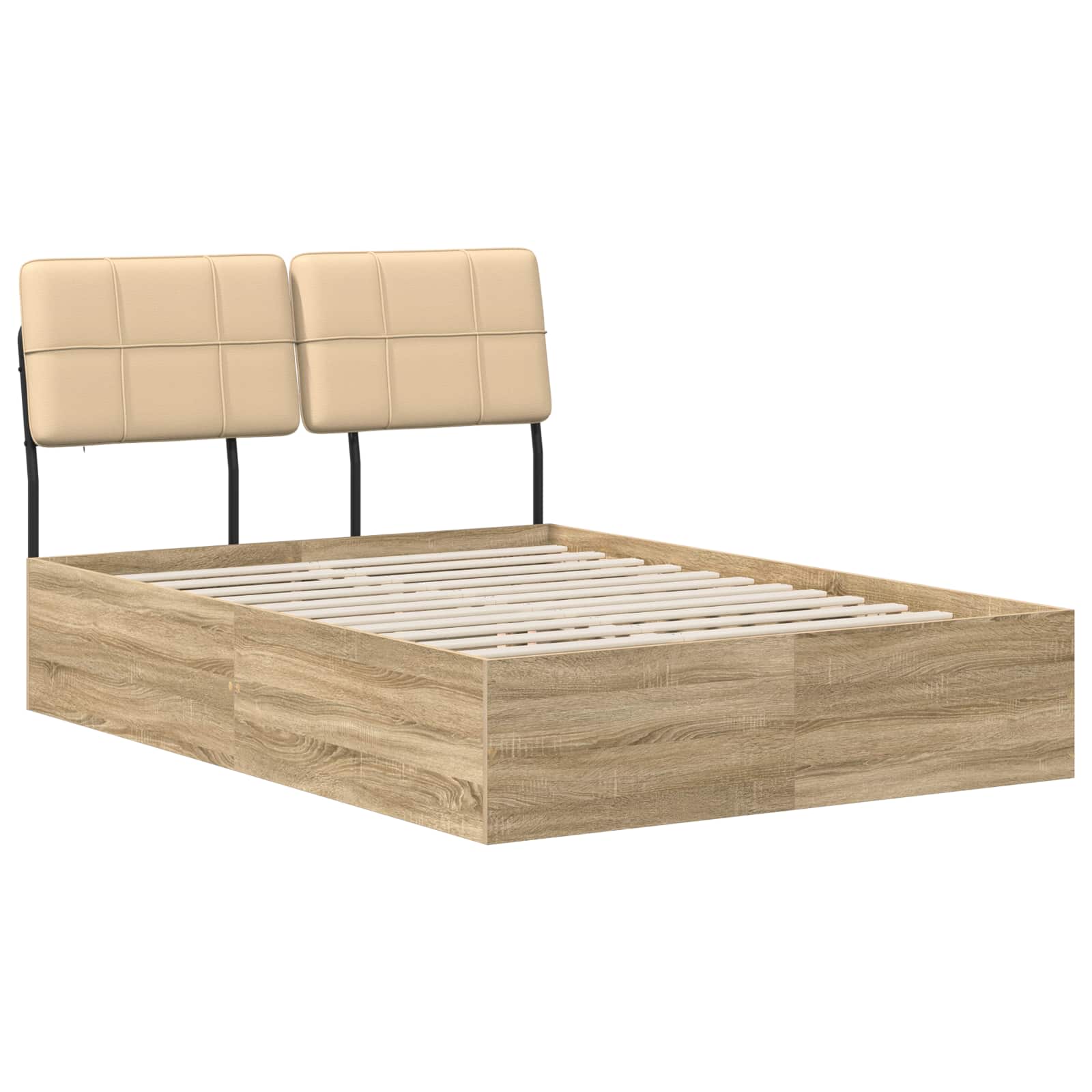 vidaXL Pat dublu cu tăblie Stejar Sonoma și crem 140 x 190 cm