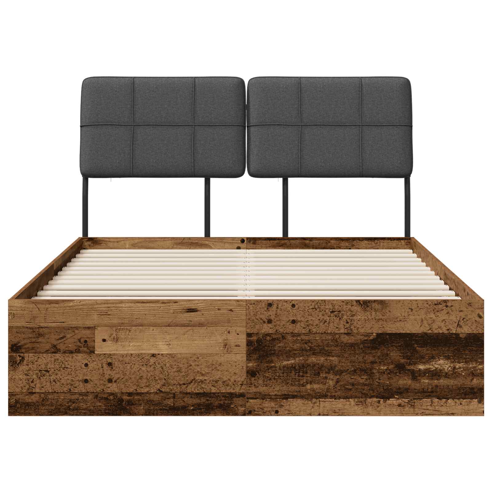 vidaXL Tweepersoonsbed met hoofdbord Oud hout en donkergrijs, foto 3