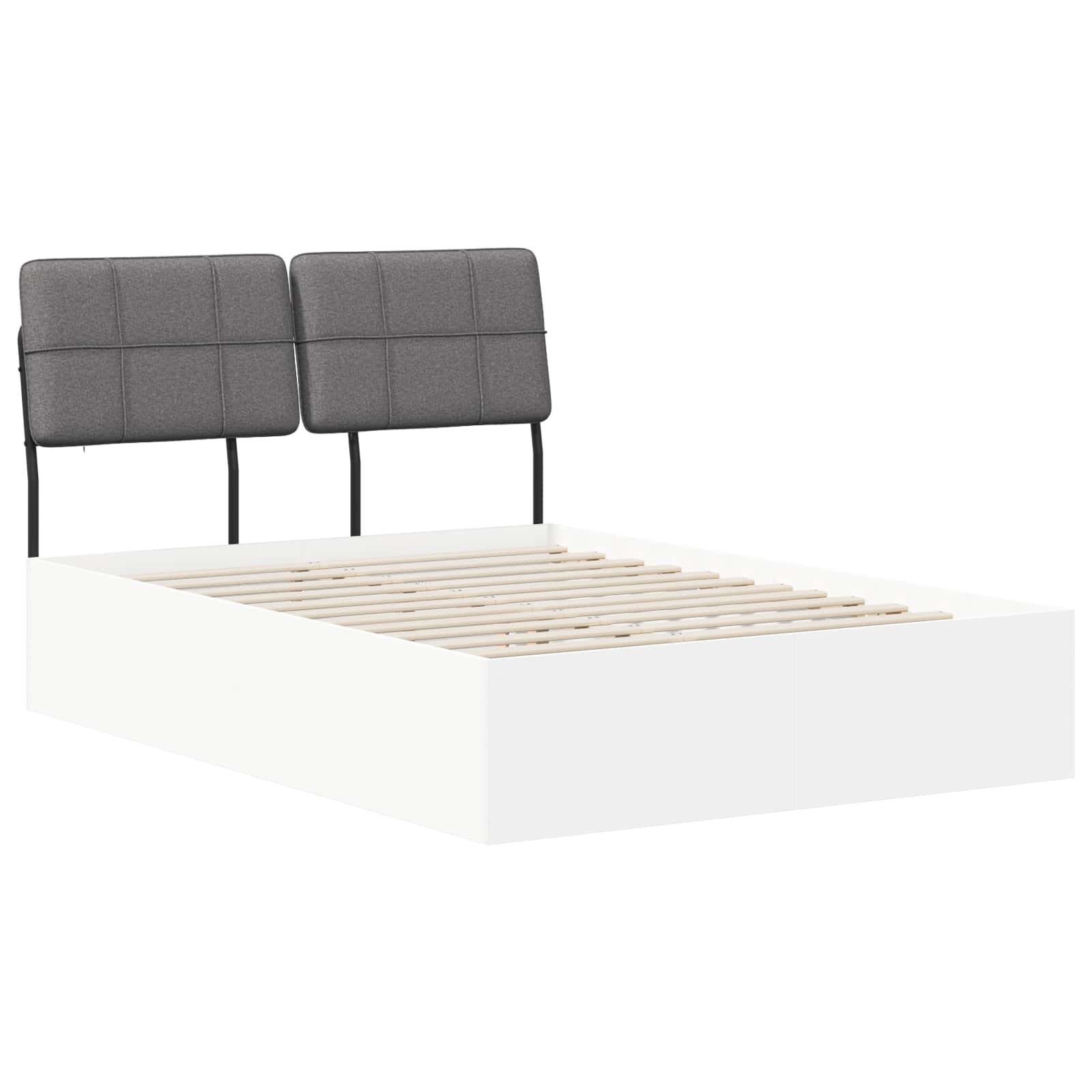 vidaXL Pat dublu cu tăblie Alb și gri deschis 135 x 190 cm
