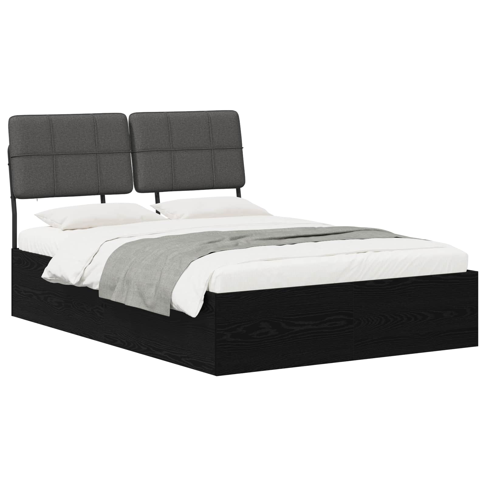 vidaXL Tweepersoonsbed met hoofdbord Zwart eiken en donkergrijs, foto 2