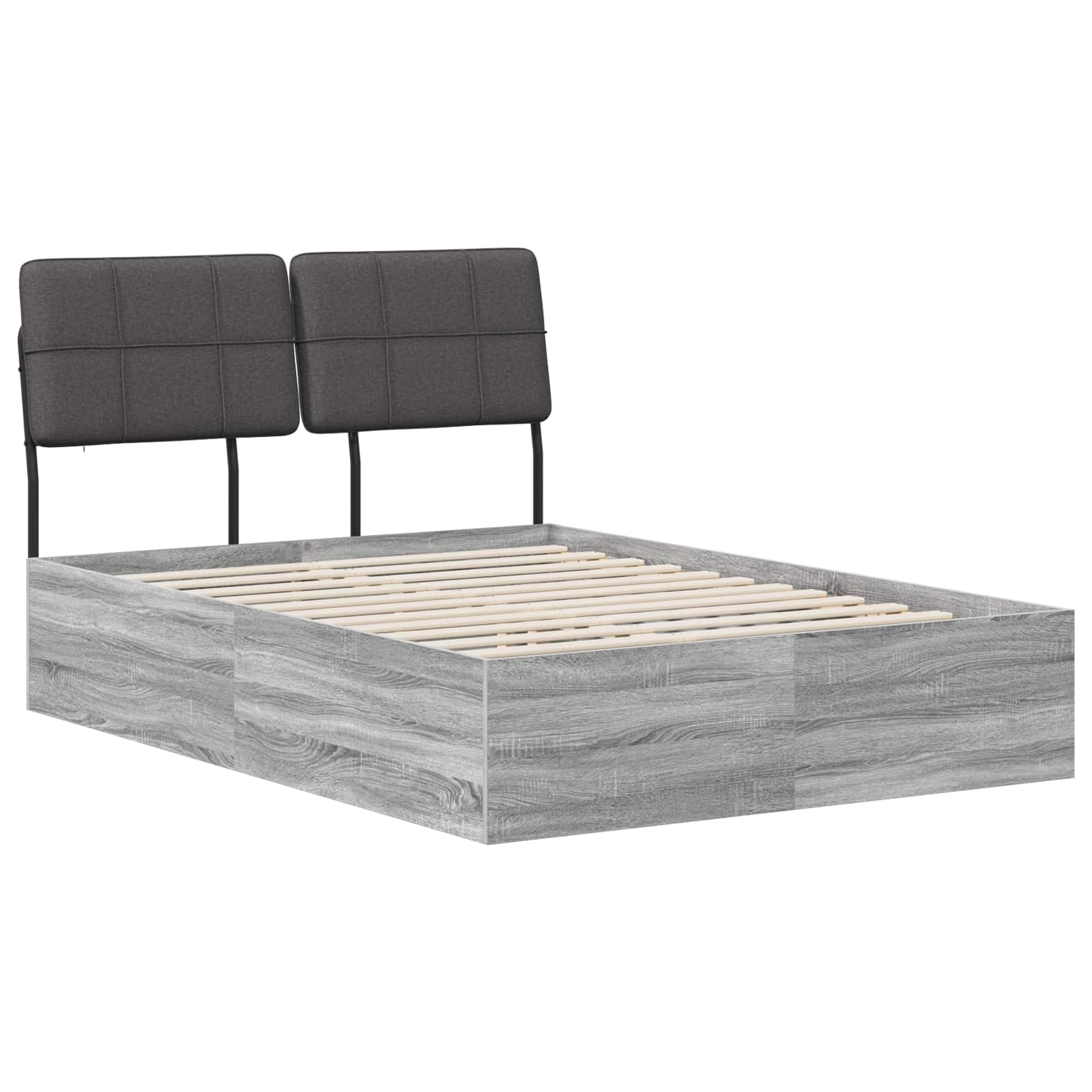 vidaXL Pat dublu cu tăblie Gri Sonoma și gri închis 135 x 190 cm