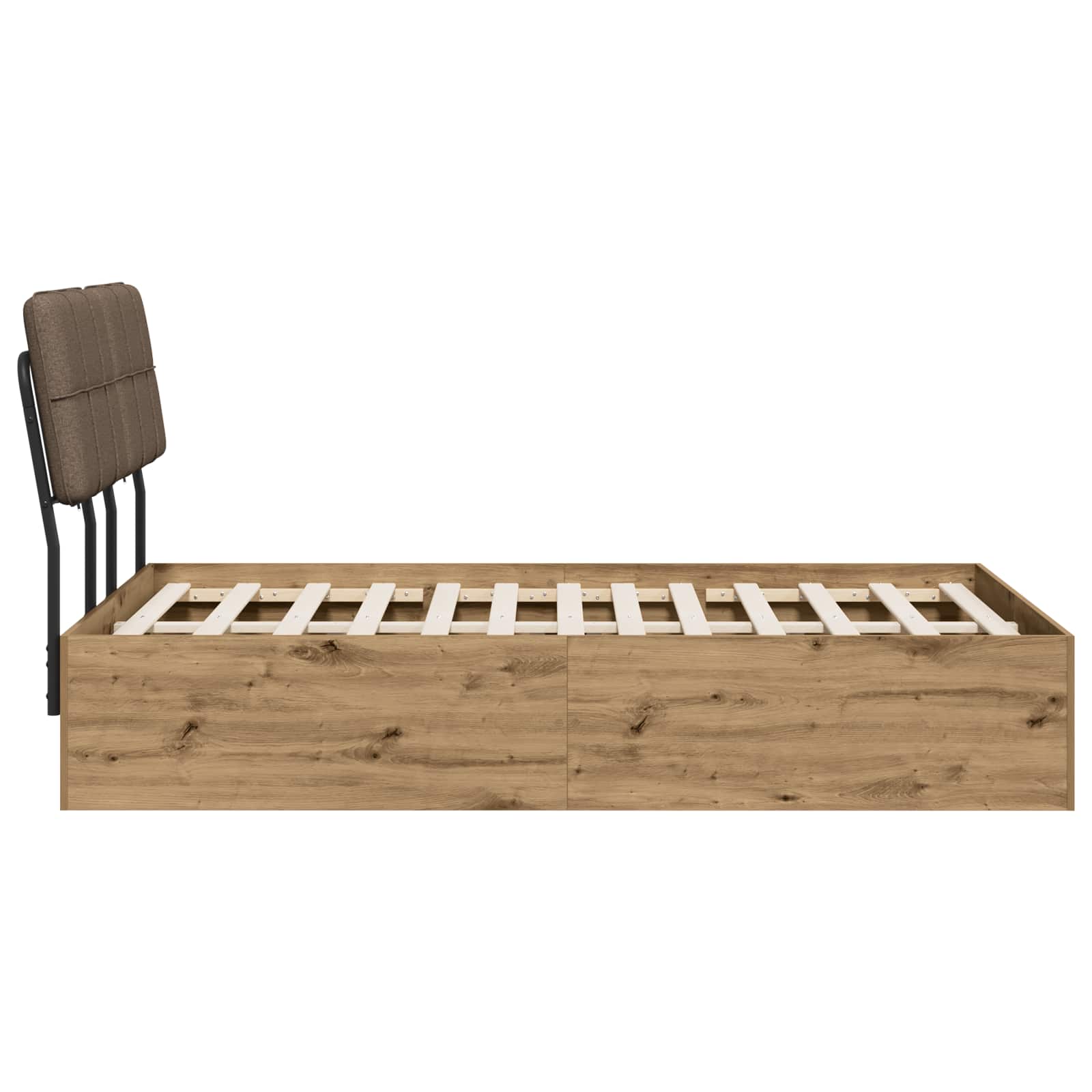 vidaXL Tweepersoonsbed met hoofdbord Artisan eiken en taupe, foto 4