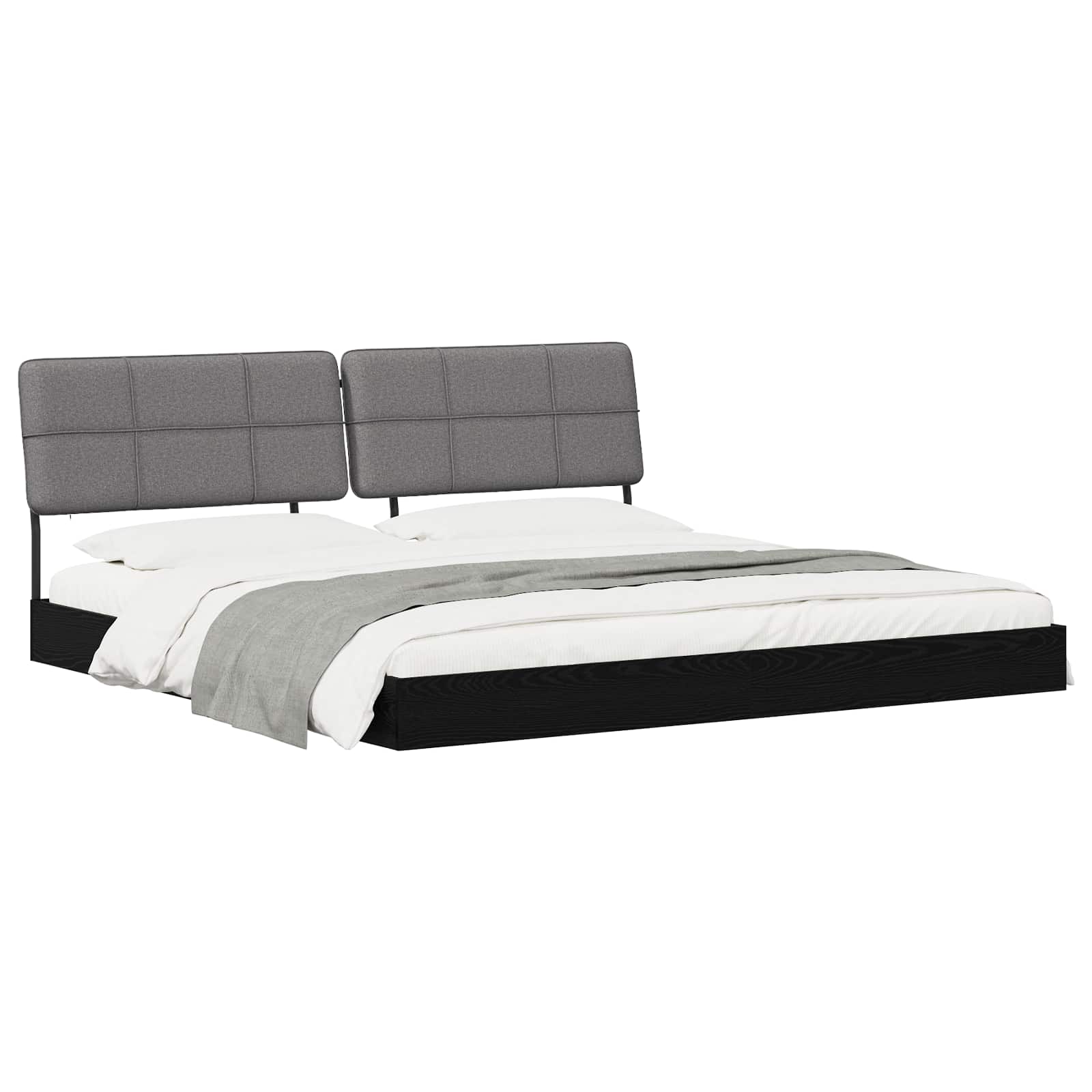 vidaXL Tweepersoonsbed met hoofdbord Zwart eiken en donkergrijs, foto 2
