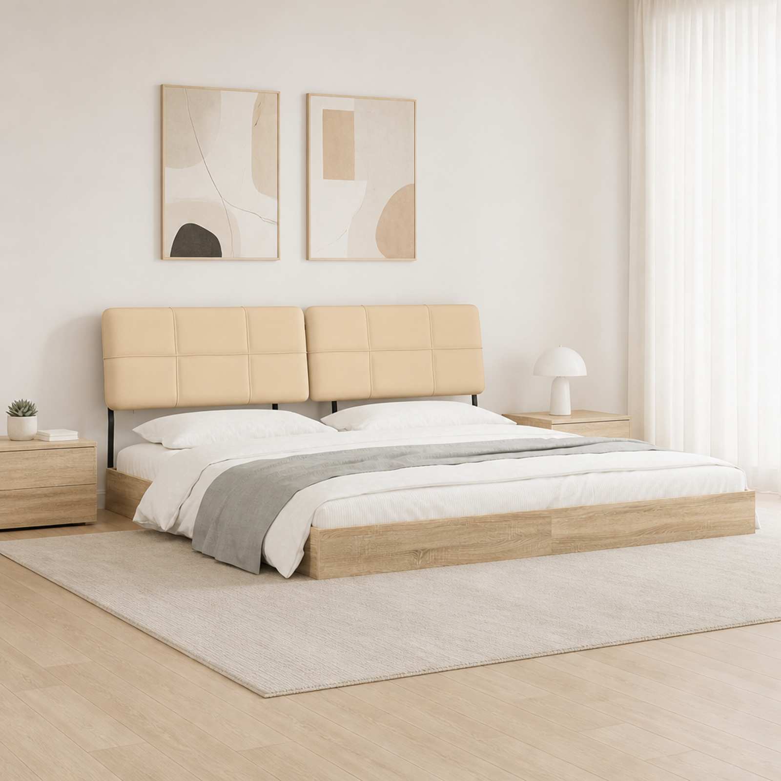 vidaXL Dobbeltseng med sengegavl Sonoma eik og kremhvit 180 x 200 cm