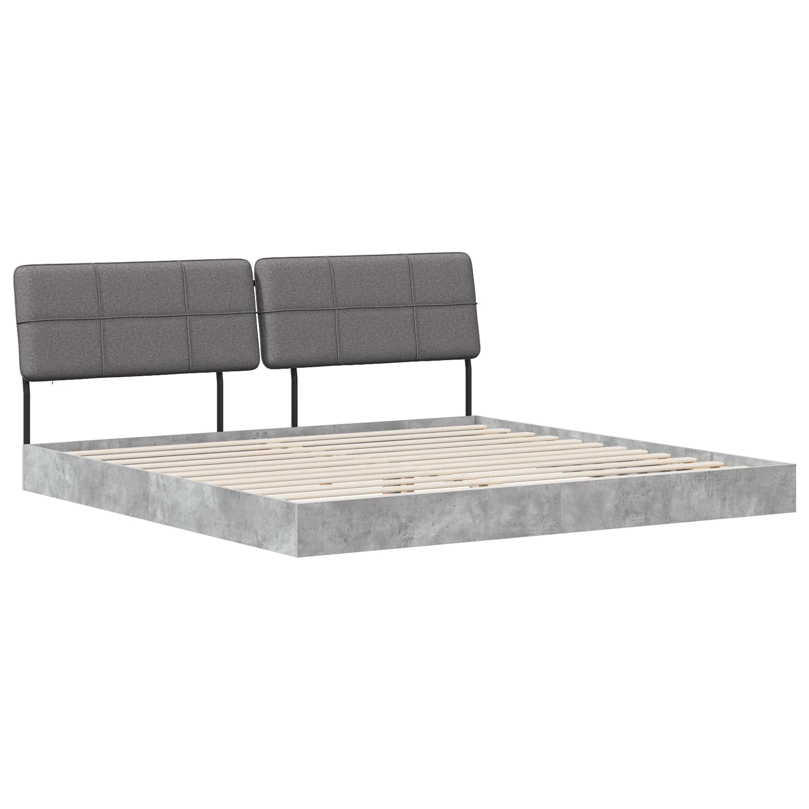 vidaXL Pat dublu cu tăblie Gri beton și gri deschis 200 x 200 cm