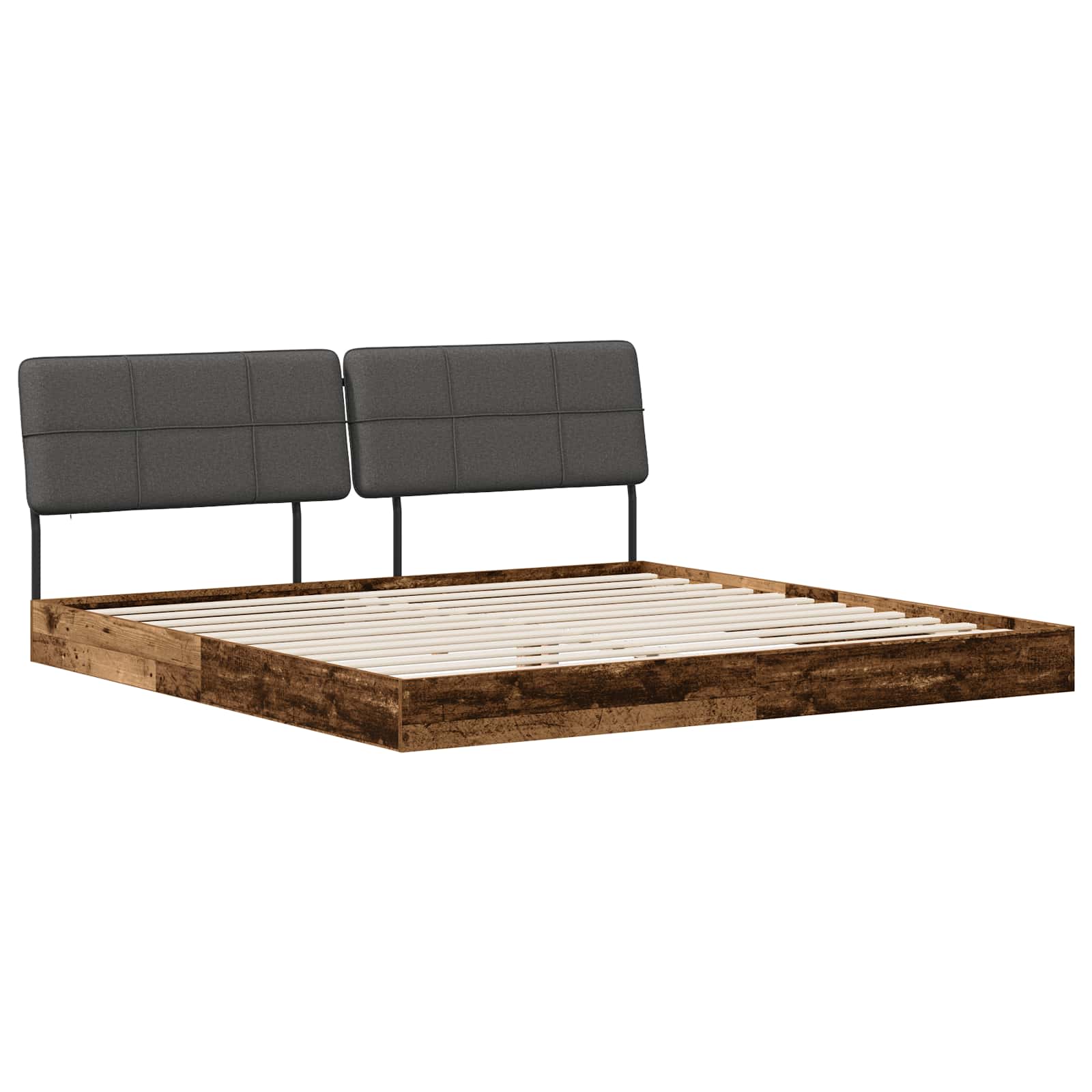 vidaXL Pat dublu cu tăblie Lemn vechi și gri închis 200 x 200 cm