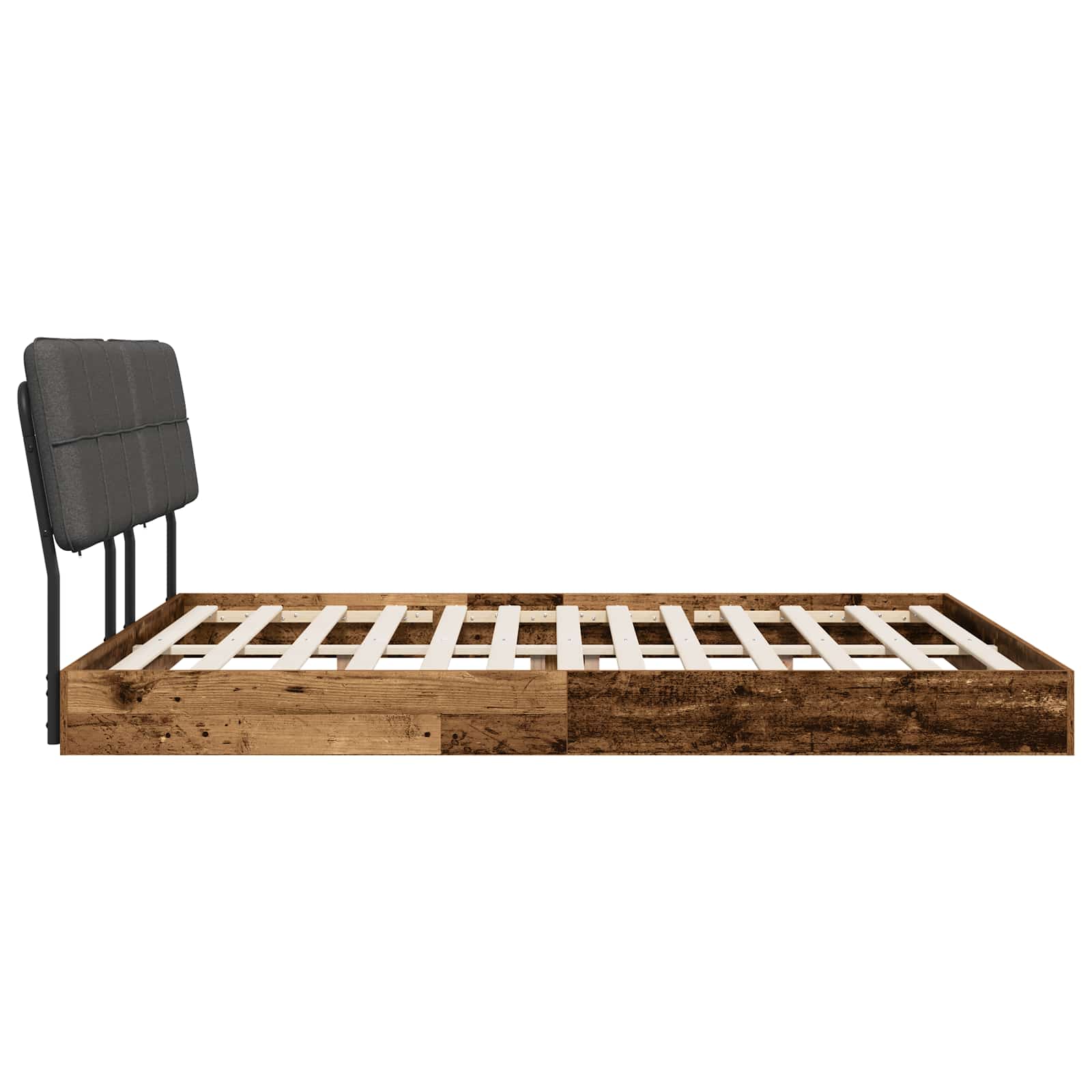 vidaXL Tweepersoonsbed met hoofdbord Oud hout en donkergrijs, foto 4