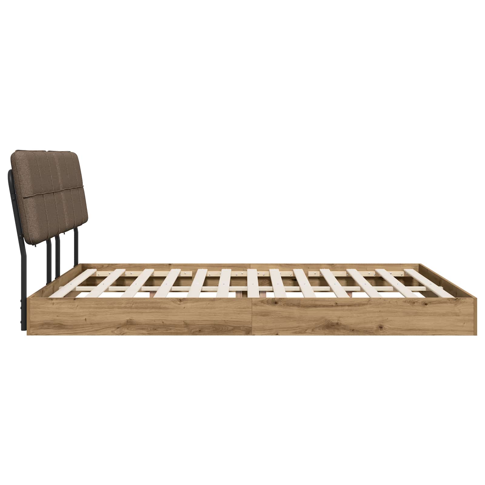 vidaXL Tweepersoonsbed met hoofdbord Artisan eiken en taupe, foto 4