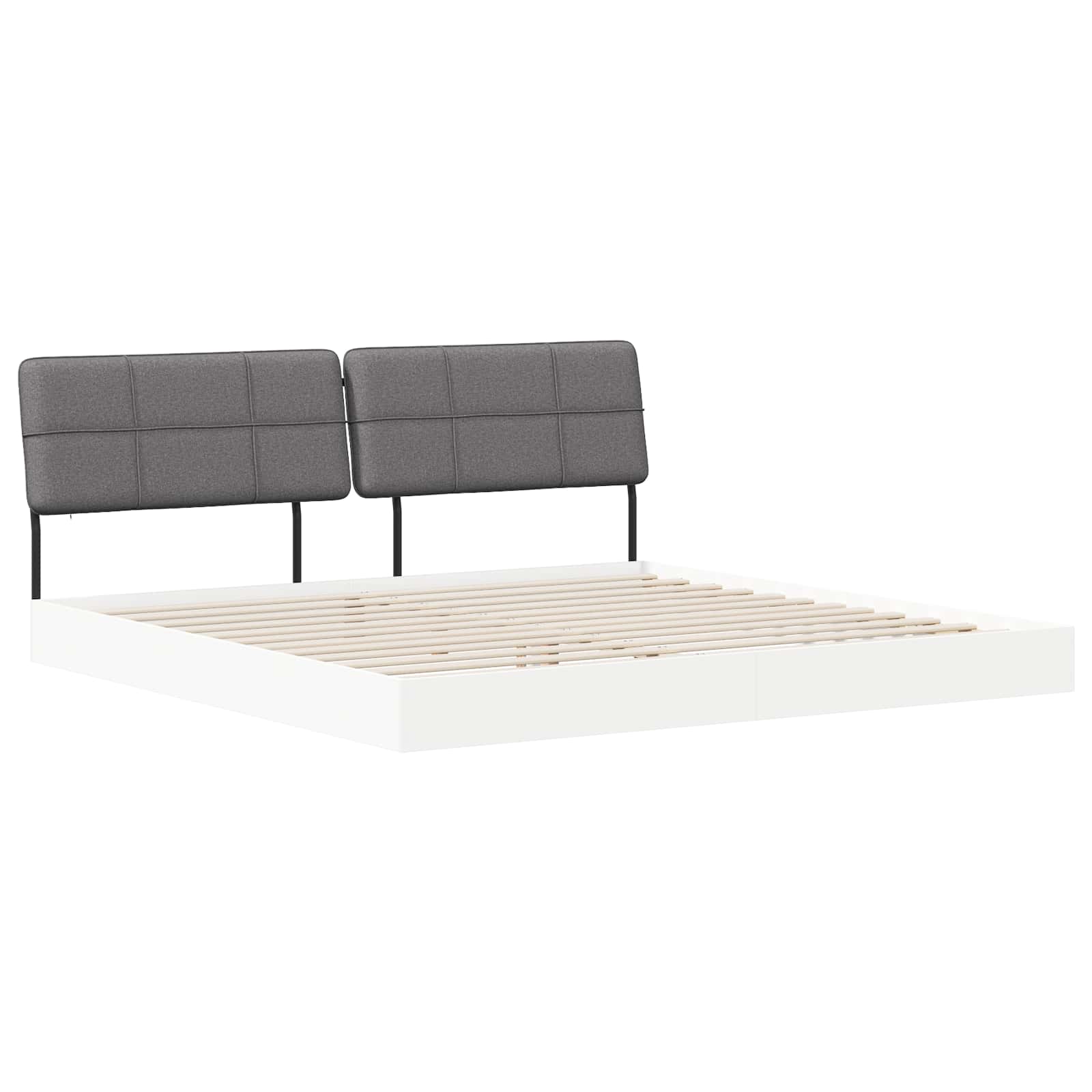 vidaXL Pat dublu cu tăblie Alb și gri deschis 180 x 200 cm