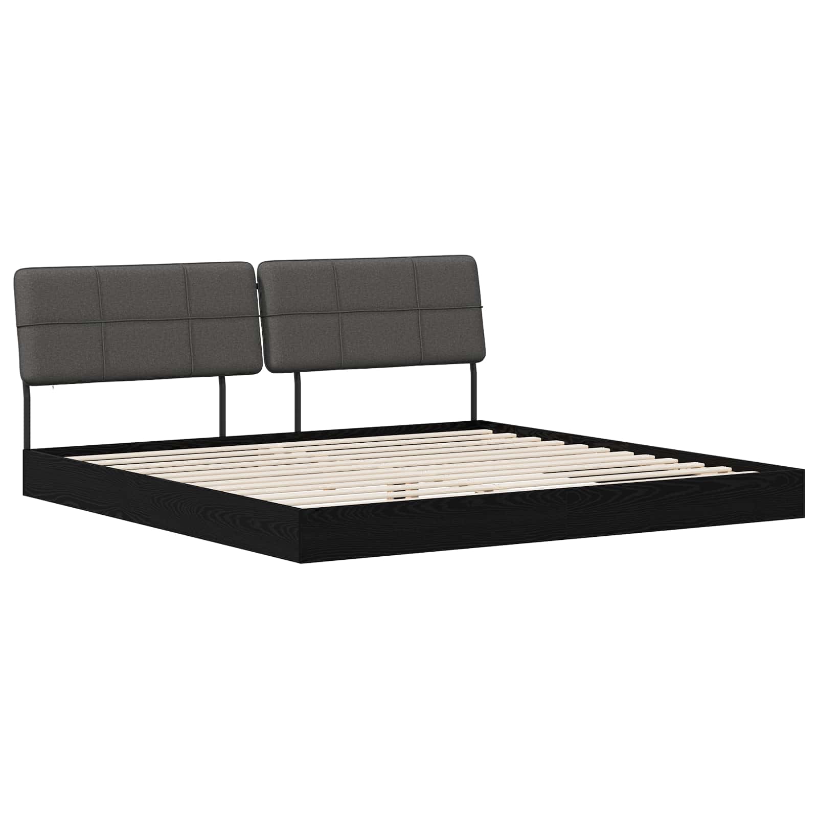 vidaXL Pat dublu cu tăblie Stejar negru și gri închis 180 x 200 cm