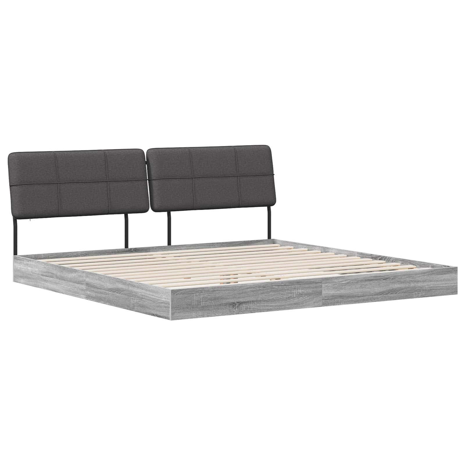 vidaXL Pat dublu cu tăblie Gri Sonoma și gri închis 180 x 200 cm